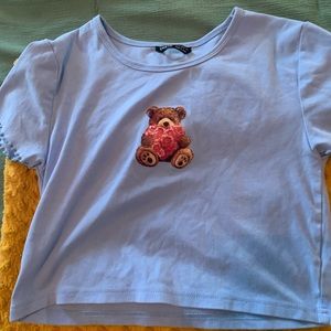 NWOT blue teddy bear crop top